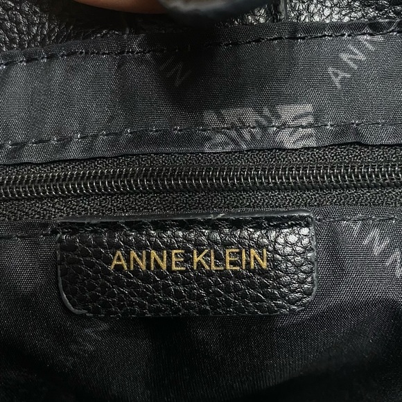 Anne Klein Black Chain Strap Pebble Faux Leather Part Quilted Shoulder Tote Bag - Picture 3 of 15